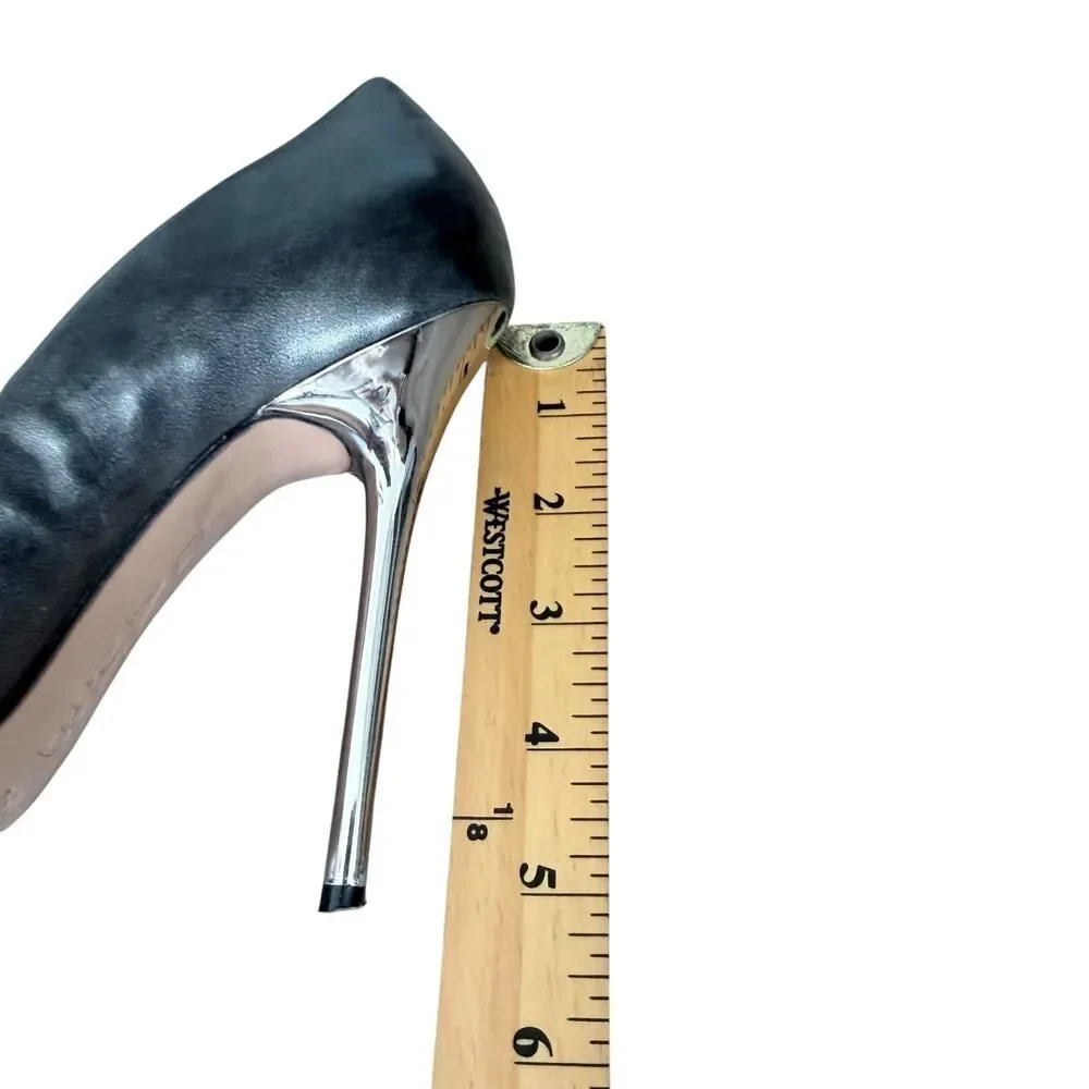 L.A.M.B. LAMB Heels Black Leather Suede Pointed Toes Shoes Womens 7.5M